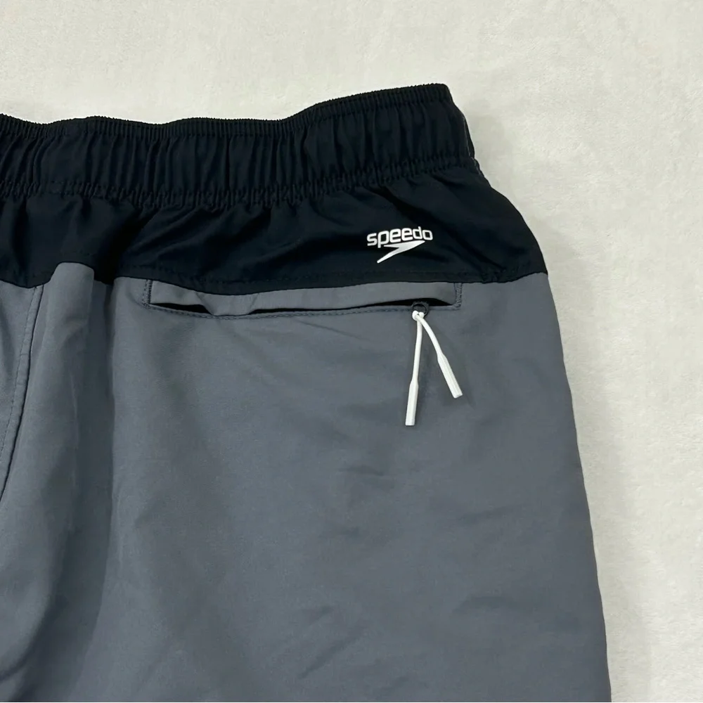 Speedo Athletic Volley Beach Pool Gray Swim Trunks Board Shorts Men’s Size XL